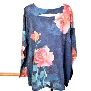 Soft Surroundings Women’s Rose Print Tunic Tee – Size M